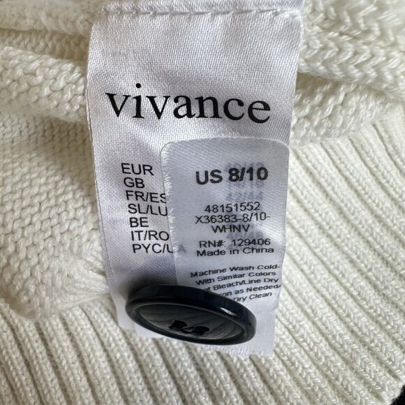Vivance Sweater Womens Medium Striped Nautical Pullover Crewneck Buttons Coastal - Picture 7 of 13